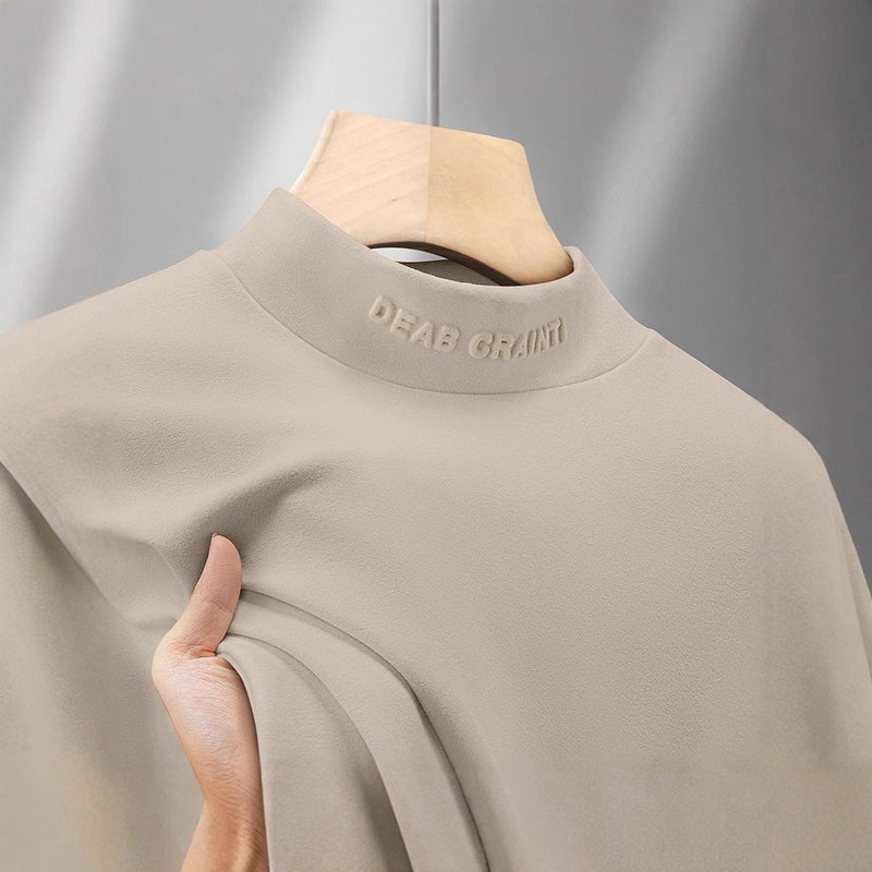 Men'S Thermal Base Layer Shirt For , Thickened Warm Top, Double-Sided Fleece, Solid Color Men'S T-Shirt, Half-High Collar, Fleece-Lined Inner Layer - Image 5